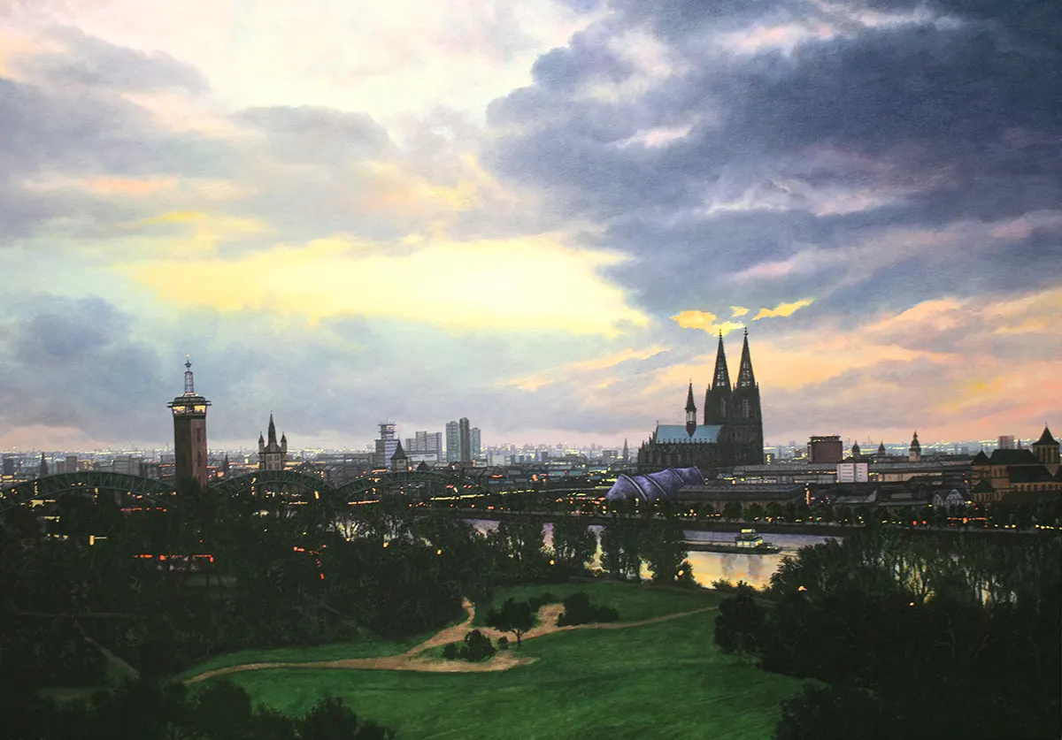 Gewitterstimmung Köln - Landschaftsmalerei von Jürgen Schmitz