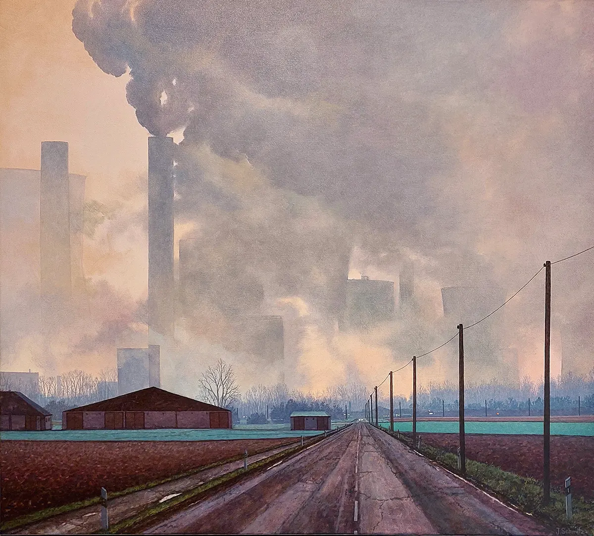 Kraftwerk Niederaussem - Ölbild vom Maler Jürgen Schmitz